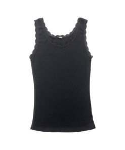 JOHA - Unterhemd mit Rüschen Women, Wolle/Seide, black