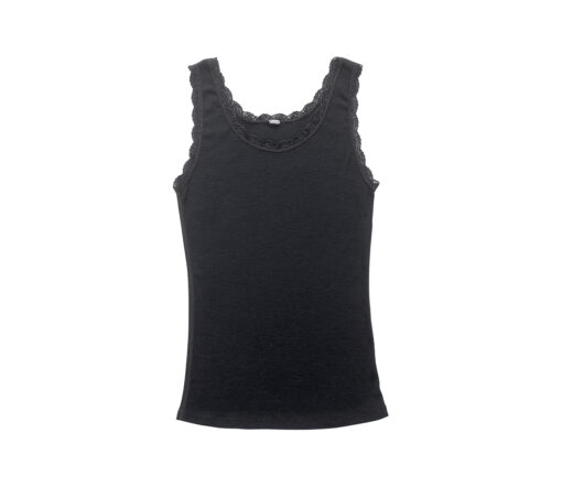 JOHA - Unterhemd mit Rüschen Women, Wolle/Seide, black