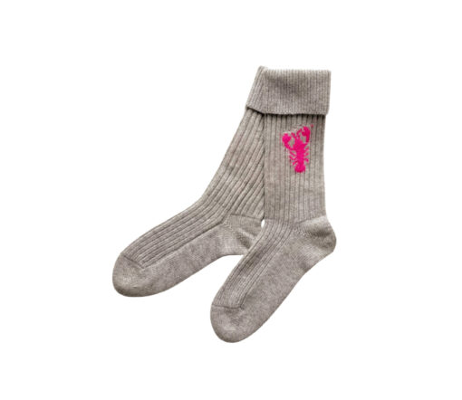 Papa Lobster - Socken Damen/Teens, Papa Lobster, hellgrau/pink, Kaschmir – Bild 2