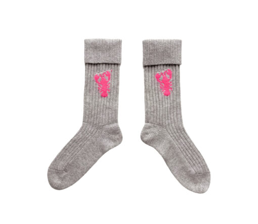 Papa Lobster - Socken Damen/Teens, Papa Lobster, hellgrau/pink, Kaschmir