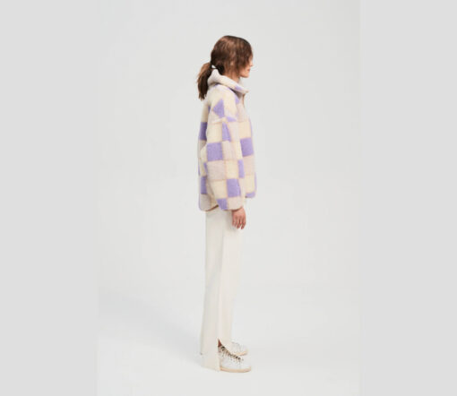 Alwero - Sweater BEL, Oversize, LILA CHECKERED, Biowolle, LIMITED EDITION – Bild 6