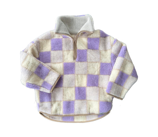 Alwero - Sweater BEL, Oversize, LILA CHECKERED, Biowolle, LIMITED EDITION – Bild 3