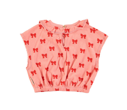 PiuPiuChick - T-Shirt "SCHLEIFEN", ärmellos mit Kragen, pink, Biobaumwolle – Bild 2