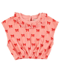 PiuPiuChick - T-Shirt "SCHLEIFEN", ärmellos mit Kragen, pink, Biobaumwolle