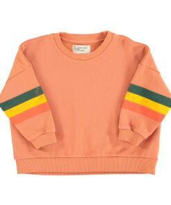PiuPiuChick - Sweatshirt "STRIPES", Peach, Biobaumwolle