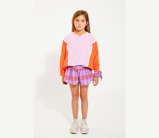 PiuPiuChick - Sweatshirt Terry, Orange/Lavender, Biobaumwolle – Bild 3