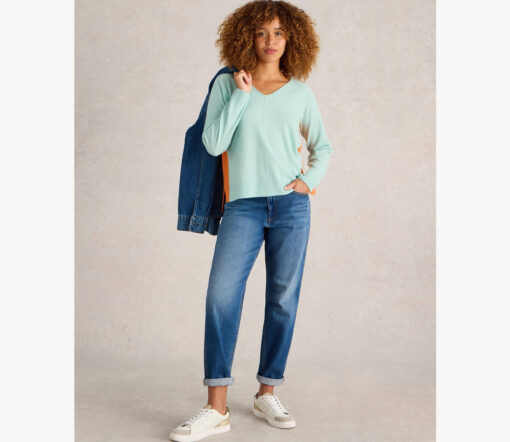 White Stuff - Pullover "VERITY", Cashmere, Mint/Braun – Bild 3