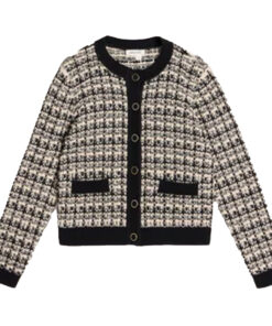 White Stuff - Bouclé Strickjacke "KELLY", black/white, Biobaumwolle