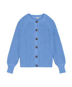 YUKI - Strickjacke Chunky Knit Women, CORNFLOWER, Bio Baumwolle