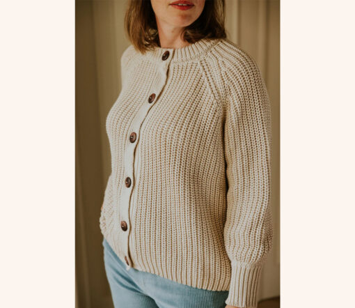 YUKI - Strickjacke Chunky Knit Women, CREAM, Bio Baumwolle – Bild 3