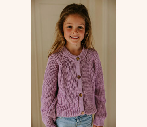 YUKI - Strickjacke Chunky Knit, ORCHID, Bio Baumwolle – Bild 3