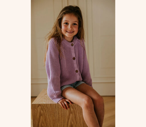 YUKI - Strickjacke Chunky Knit, ORCHID, Bio Baumwolle – Bild 2