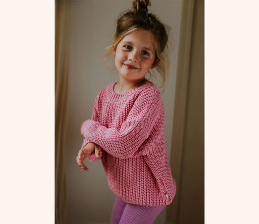 YUKI - Knitted Sweater, BUBBLE GUM PINK, Bio Baumwolle – Bild 3