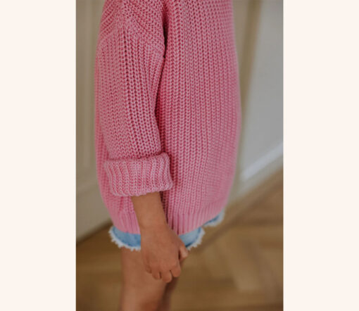 YUKI - Knitted Sweater, BUBBLE GUM PINK, Bio Baumwolle – Bild 4