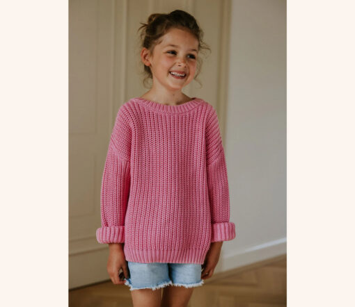 YUKI - Knitted Sweater, BUBBLE GUM PINK, Bio Baumwolle – Bild 2