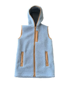 Alwero - Weste "APRES" Adult mit Kapuze, ICE BLUE, Biowolle Ultra Light
