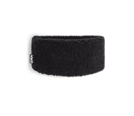 Alwero - Stirnband / Halswärmer VOVO, Deep Black, Biowolle, ultra light – Bild 3