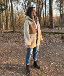 Alwero - Jacke "PATA" Adult mit Kapuze, SAND BROWN, Biowolle Ultra Light