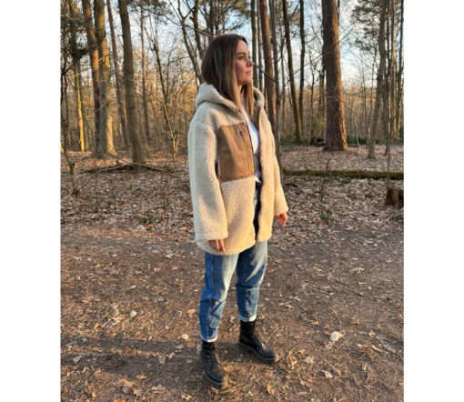 Alwero - Jacke "PATA" Adult mit Kapuze, SAND BROWN, Biowolle Ultra Light