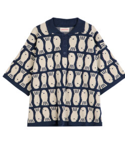 BOBO CHOSES - Strickpolo Jacquard "LUCKY FISH", marineblau
