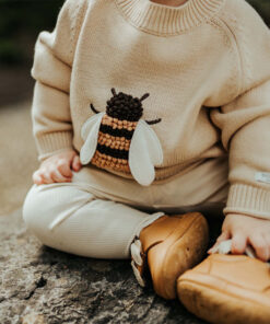 Donsje Amsterdam - Pullover "VALENTHE BEE", Biscuit, Biobaumwolle