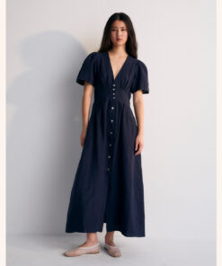 The New Society - Kleid "HERA", Navy Blue, Leinen