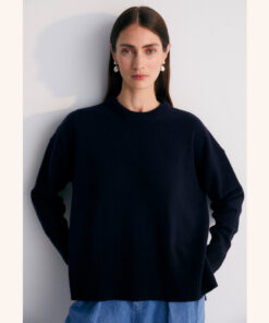 The New Society - Pullover "NIKOS", Navy Blue, Cashmere/Merinowolle