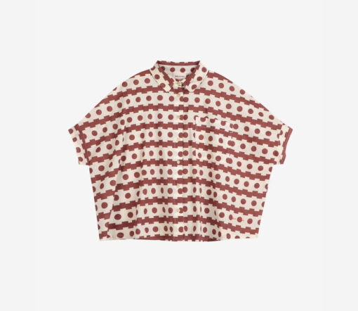 BOBO CHOSES - Shirt Oversized "GEOMETRIC", braun/weiß, Bio-Baumwolle