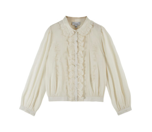 EMILE & IDA - Bluse, 'VINTAGE BRODEE', creme, Baumwolle