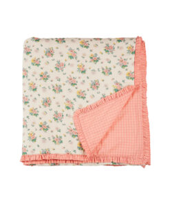 EMILE & IDA - Decke, 'MATELASSE' , rose/flowers, Baumwolle