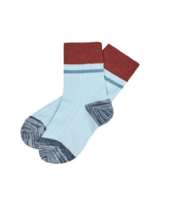 FUB - Socken gerippt, colour block light blue, extra feine Bio Wolle