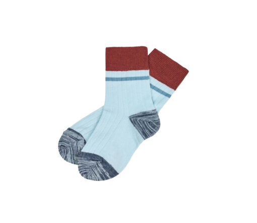 FUB - Socken gerippt, colour block light blue, extra feine Bio Wolle