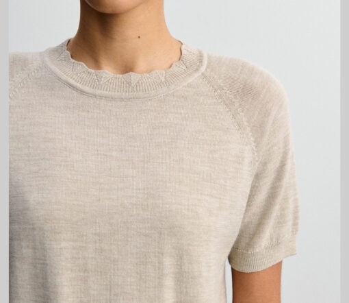 FUB - T-Shirt Women, Merinowolle ultra light, light beige melange – Bild 4