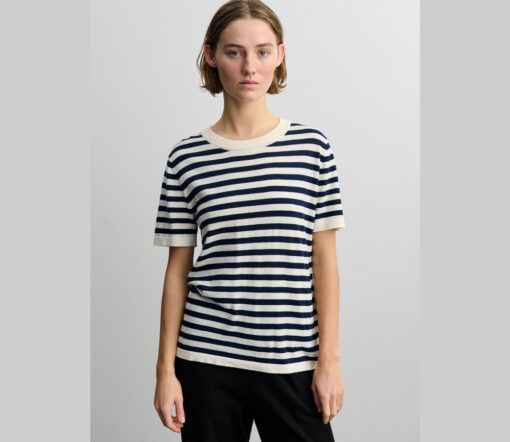 FUB - T-Shirt Women, classic, ecru/dark navy gestreift, Bio-Baumwolle – Bild 2