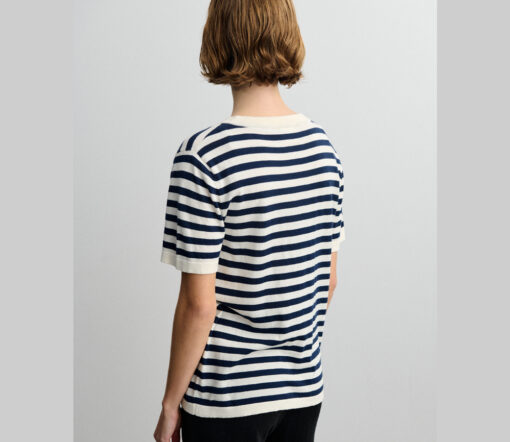 FUB - T-Shirt Women, classic, ecru/dark navy gestreift, Bio-Baumwolle – Bild 4