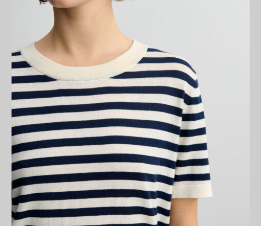 FUB - T-Shirt Women, classic, ecru/dark navy gestreift, Bio-Baumwolle – Bild 3