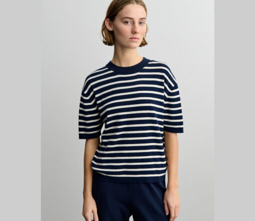 FUB - T-Shirt Women, dark navy/ecru, gestreift, Bio-Baumwolle – Bild 2