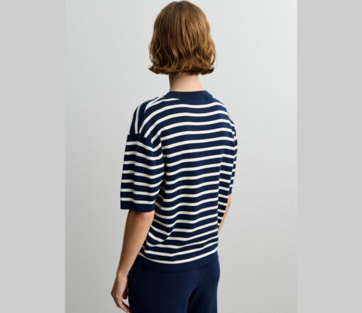 FUB - T-Shirt Women, dark navy/ecru, gestreift, Bio-Baumwolle – Bild 4