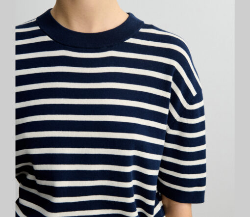 FUB - T-Shirt Women, dark navy/ecru, gestreift, Bio-Baumwolle – Bild 3