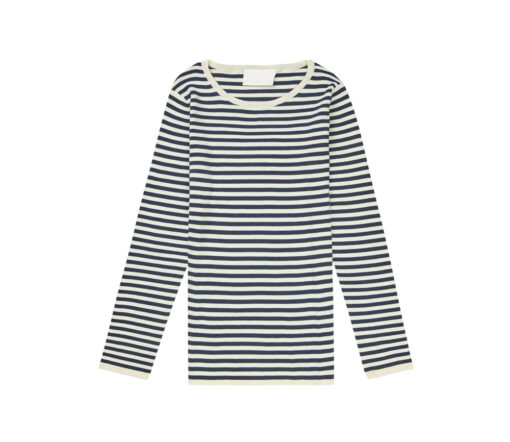 FUB - LongsleeveWomen, gerippt, ecru/dark navy gestreift, Bio-Baumwolle – Bild 2