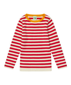 FUB - Longsleeve Rib, ecru/ruby red, Biobaumwolle