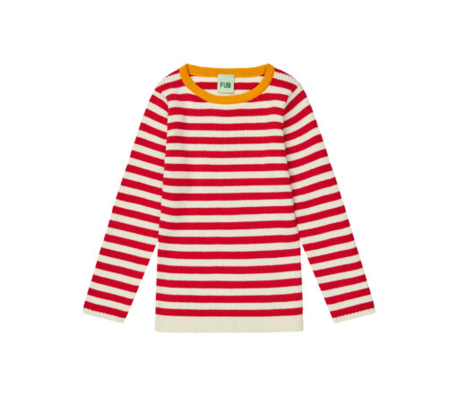 FUB - Longsleeve Rib, ecru/ruby red, Biobaumwolle