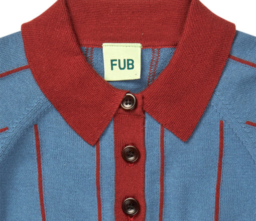 FUB - Polo T-Shirt stripes, indigo/chili, Biobaumwolle – Bild 2
