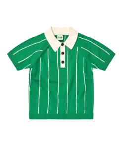 FUB - Polo T-Shirt stripes, basil/ecru, Biobaumwolle