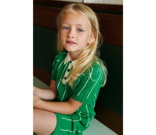 FUB - Polo T-Shirt stripes, basil/ecru, Biobaumwolle – Bild 4