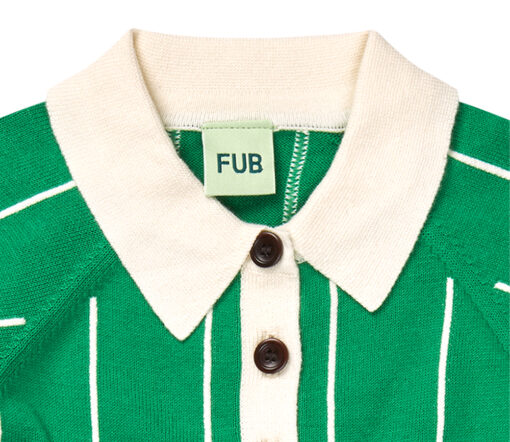 FUB - Polo T-Shirt stripes, basil/ecru, Biobaumwolle – Bild 5