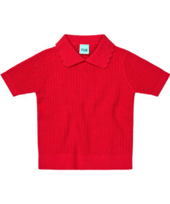 FUB - Pointelle T-Shirt gerippt, ruby red, Biobaumwolle