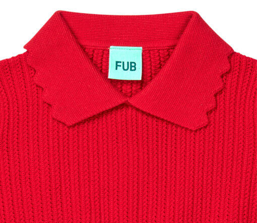 FUB - Pointelle T-Shirt gerippt, ruby red, Biobaumwolle – Bild 2