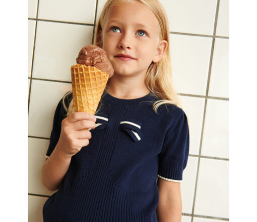 FUB - T-Shirt mit Schleife, navy, Biobaumwolle
