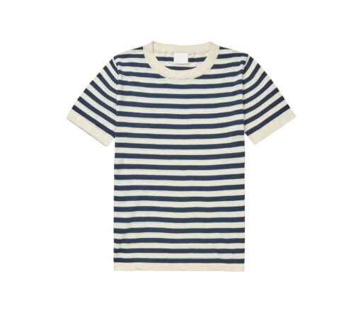 FUB - T-Shirt Women, classic, ecru/dark navy gestreift, Bio-Baumwolle